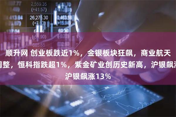 顺升网 创业板跌近1%，金银板块狂飙，商业航天集体调整，恒科指跌超1%，紫金矿业创历史新高，沪银飙涨13%