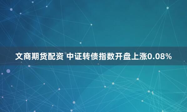 文商期货配资 中证转债指数开盘上涨0.08%