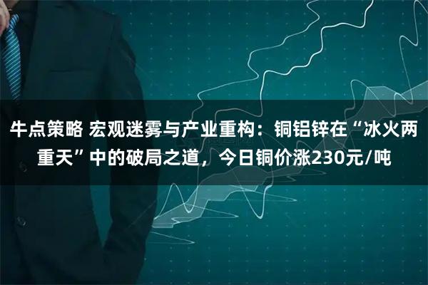 牛点策略 宏观迷雾与产业重构：铜铝锌在“冰火两重天”中的破局之道，今日铜价涨230元/吨