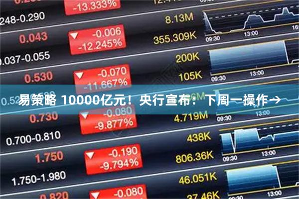 易策略 10000亿元！央行宣布：下周一操作→